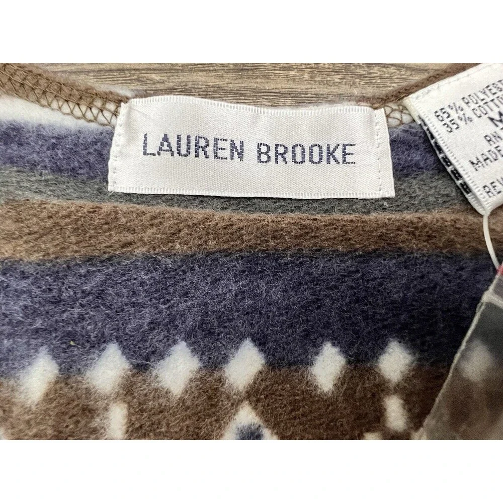 Vtg Lauren Brooke Leisure Wear Fleece Vest Women's M‎ Southwestern Aztec Print